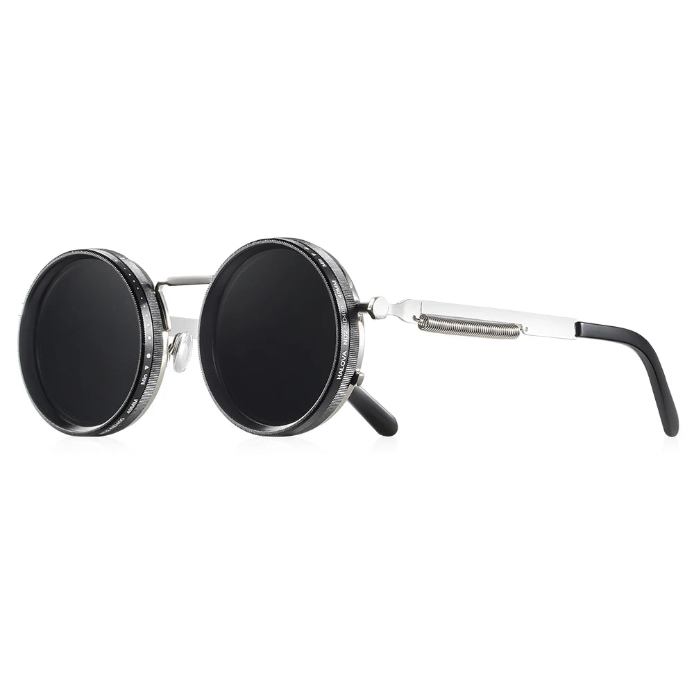 Gafas de Sol NOXARA™ Redondas Polarizadas para Mujer y Hombre | Lentes Fotocromáticas Ajustables ND9 | Diseño Retro Punk | Protección UV400