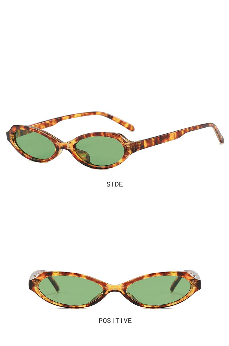 Gafas de Sol Ovaladas Cat Eye para Mujer y Hombre | Protección UV400 | Diseño Vintage Punk | Lentes Verdes