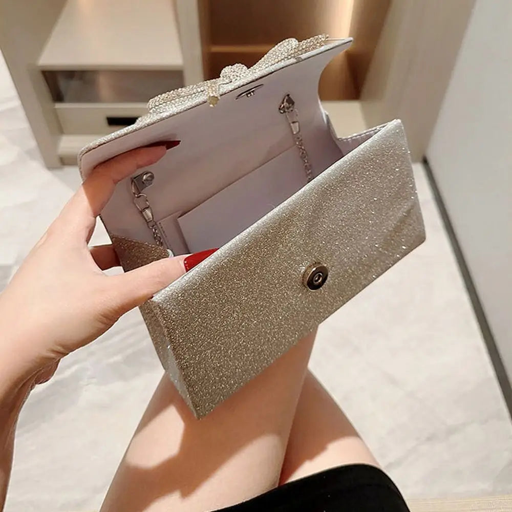 Bolso Bellavie | Lazo de Pedrería con Acabado Glitter Elegante