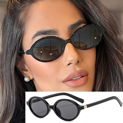 Valenne Noir | Gafas de Sol Ovaladas Pequeñas Vintage Unisex | Protección UV400 para Hombre y Mujer | Diseño Fashion de Lujo con Estilo 2025