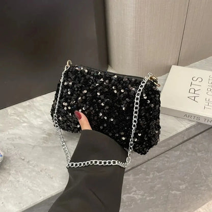 Bolso Noirelle | Acabado en Lentejuelas con Diseño Cuadrado Minimalista
