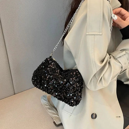 Bolso Noirelle | Acabado en Lentejuelas con Diseño Cuadrado Minimalista