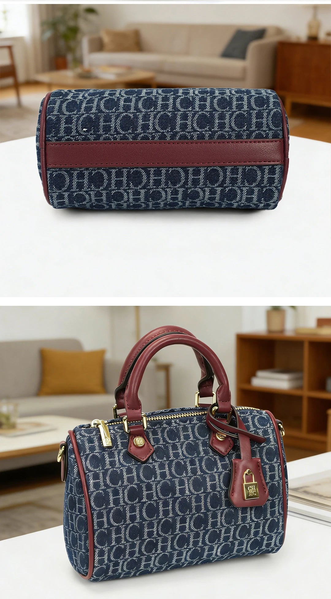 Bolso Verona Denim | Boston de Mezclilla con Detalles en Cuero y Cierre Elegante