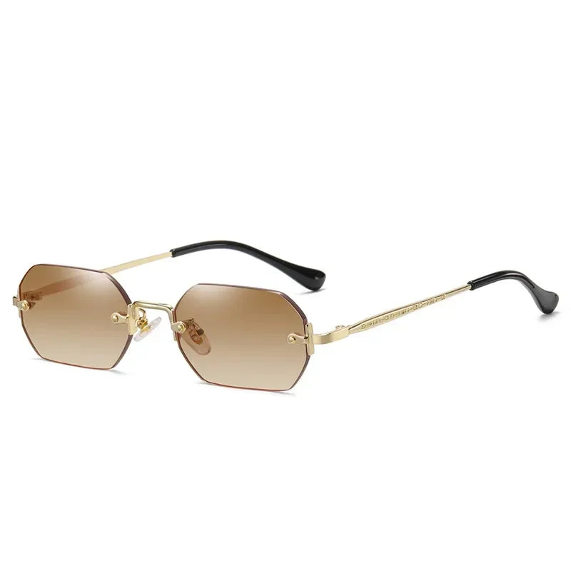 Vintage Rimless Polygon Sunglasses Women Men Luxury Brand Designer Popular Travel Small Frame Sun Glasses Ladies