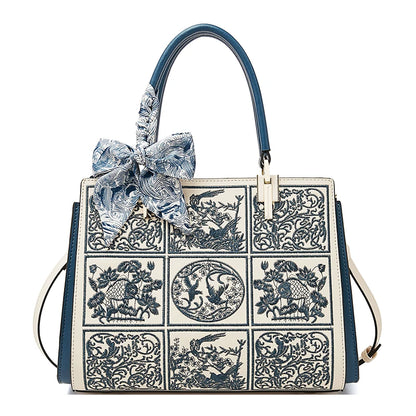 Bolso Xiélia | Cuero Genuino con Bordado Clásico Inspiración Oriental