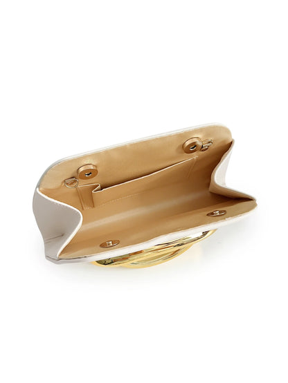 Bolso Aurelia | Clutch tipo caja con cierre metálico dorado y cadena desmontable para eventos elegantes