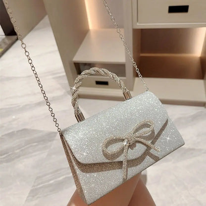 Bolso Bellavie | Lazo de Pedrería con Acabado Glitter Elegante