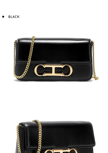 Valvet Aurelia Noir — Bolso de Cadena con Solapa Elegante