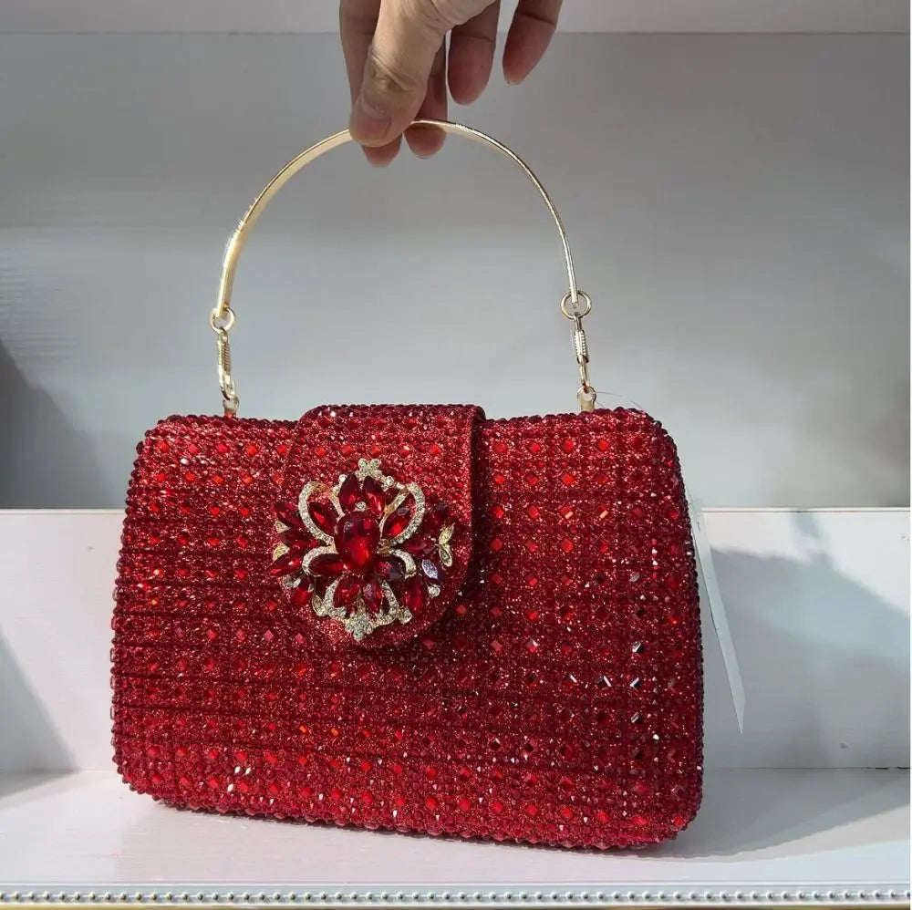 Bolso Diamante Royale | Clutch de Cristales Brillantes con Acabado Metálico de Lujo