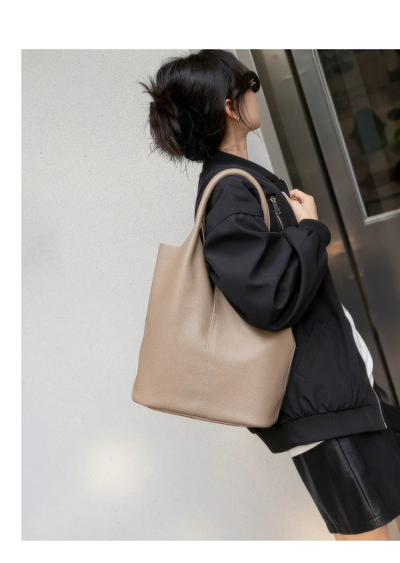 Bolso Miranda | Cuero vacuno suave con gran capacidad y diseño tipo bucket para el uso diario.