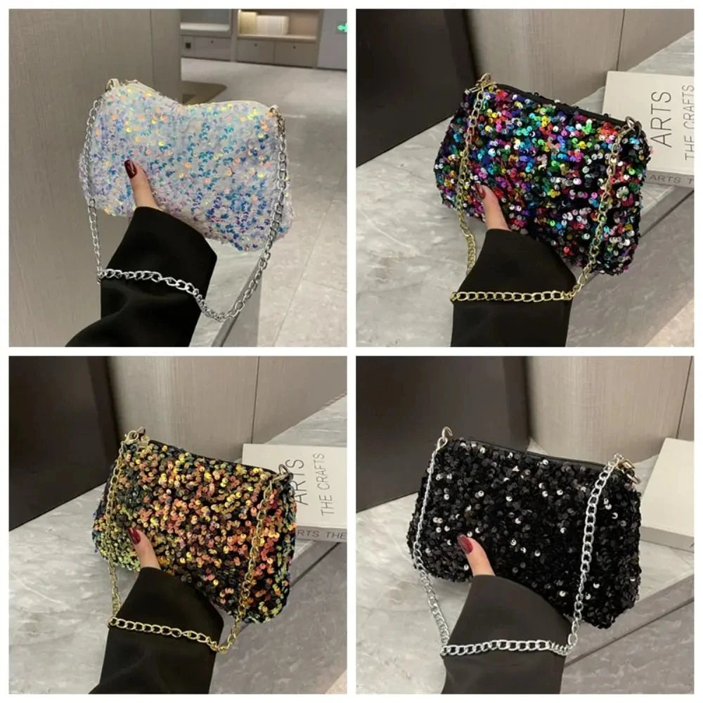 Bolso Noirelle | Acabado en Lentejuelas con Diseño Cuadrado Minimalista