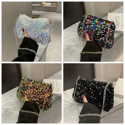 Bolso Noirelle | Acabado en Lentejuelas con Diseño Cuadrado Minimalista