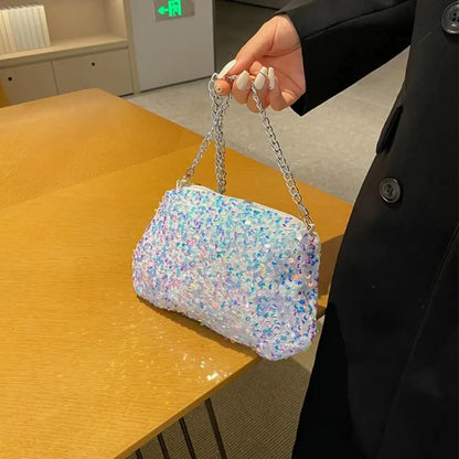 Bolso Noirelle | Acabado en Lentejuelas con Diseño Cuadrado Minimalista