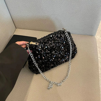 Bolso Noirelle | Acabado en Lentejuelas con Diseño Cuadrado Minimalista