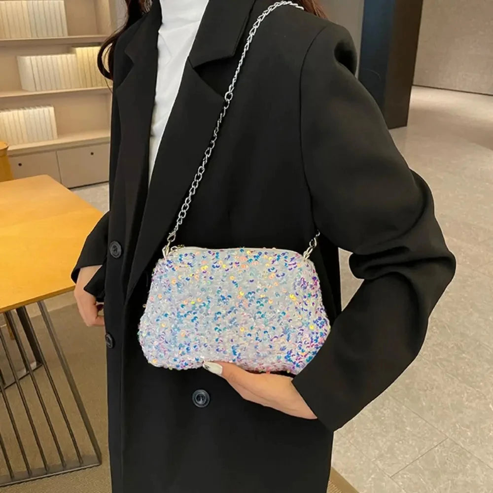 Bolso Noirelle | Acabado en Lentejuelas con Diseño Cuadrado Minimalista