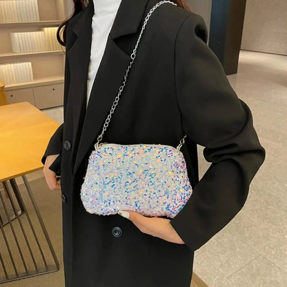Bolso Noirelle | Acabado en Lentejuelas con Diseño Cuadrado Minimalista