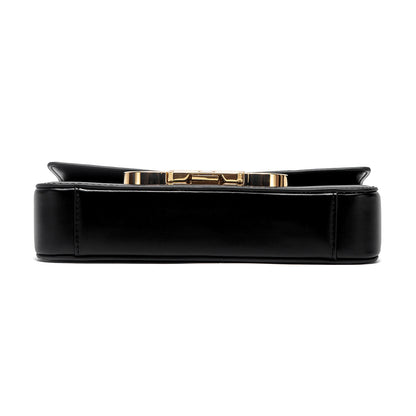 Valvet Aurelia Noir — Bolso de Cadena con Solapa Elegante