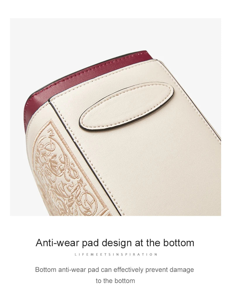 Bolso Xiélia | Cuero Genuino con Bordado Clásico Inspiración Oriental