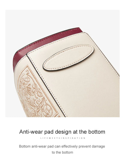 Bolso Xiélia | Cuero Genuino con Bordado Clásico Inspiración Oriental
