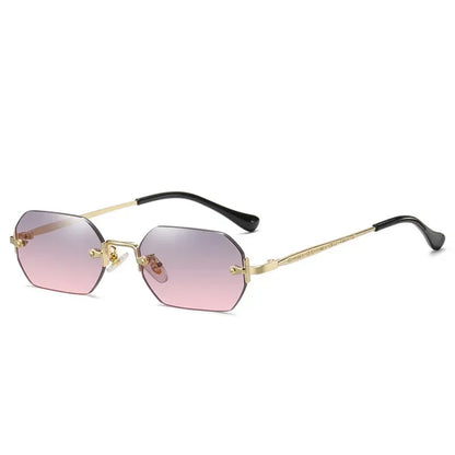 Vintage Rimless Polygon Sunglasses Women Men Luxury Brand Designer Popular Travel Small Frame Sun Glasses Ladies
