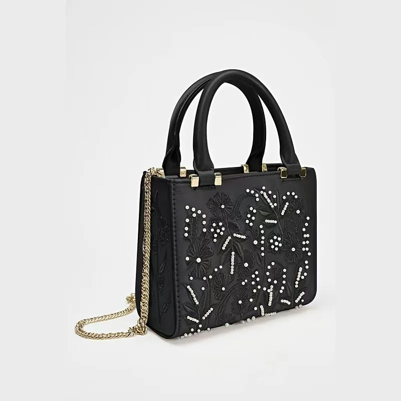 Bolsa Aurora Pérola | Bordado Delicado em Pérolas com Acabamento em Seda e Design Elegante para Festas