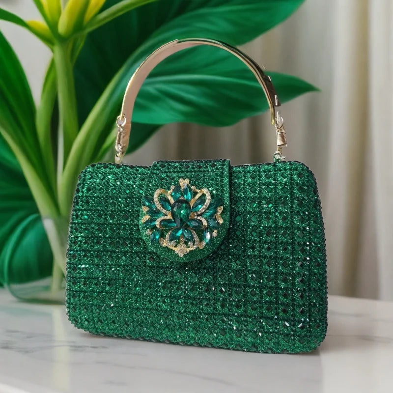Bolso Diamante Royale | Clutch de Cristales Brillantes con Acabado Metálico de Lujo