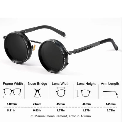 Gafas de Sol NOXARA™ Redondas Polarizadas para Mujer y Hombre | Lentes Fotocromáticas Ajustables ND9 | Diseño Retro Punk | Protección UV400