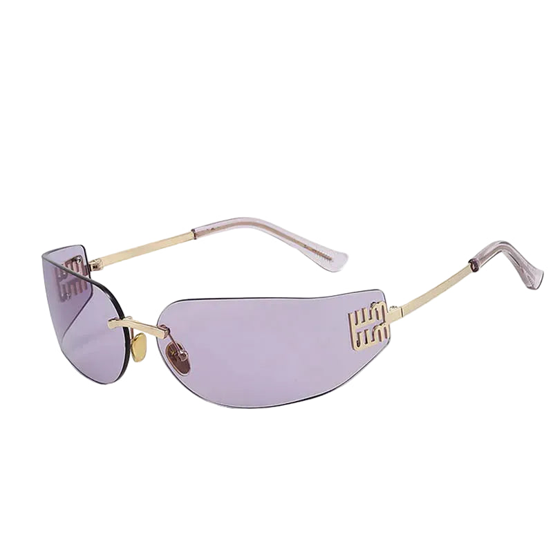 New Frameless Curved Metal Square Sunglasses Women Rimless Cutting Personality Glasses Fashion Brand Design Y2K Punk Sun Glasses