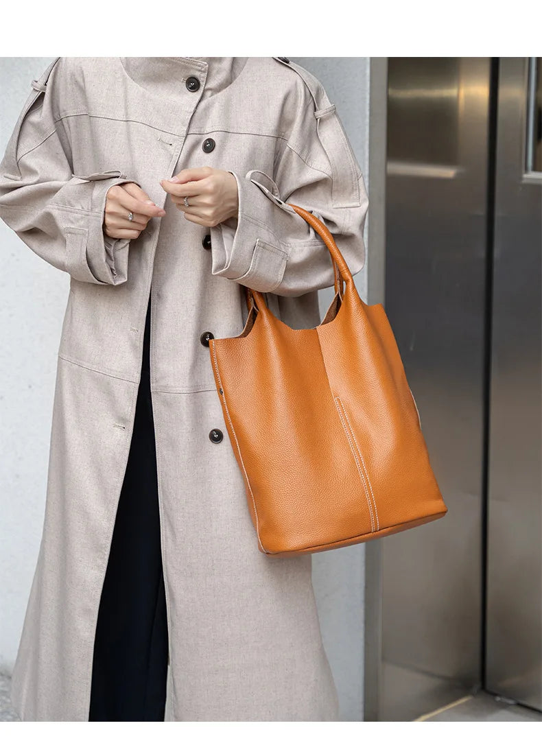 Bolso Miranda | Cuero vacuno suave con gran capacidad y diseño tipo bucket para el uso diario.