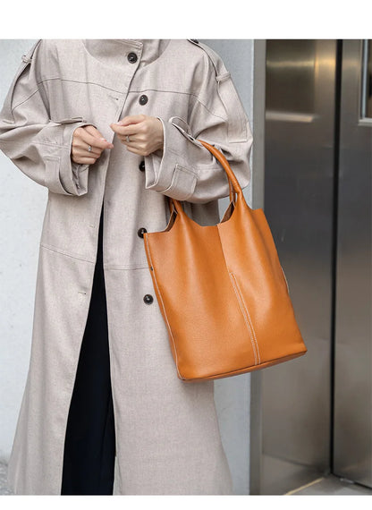 Bolso Miranda | Cuero vacuno suave con gran capacidad y diseño tipo bucket para el uso diario.
