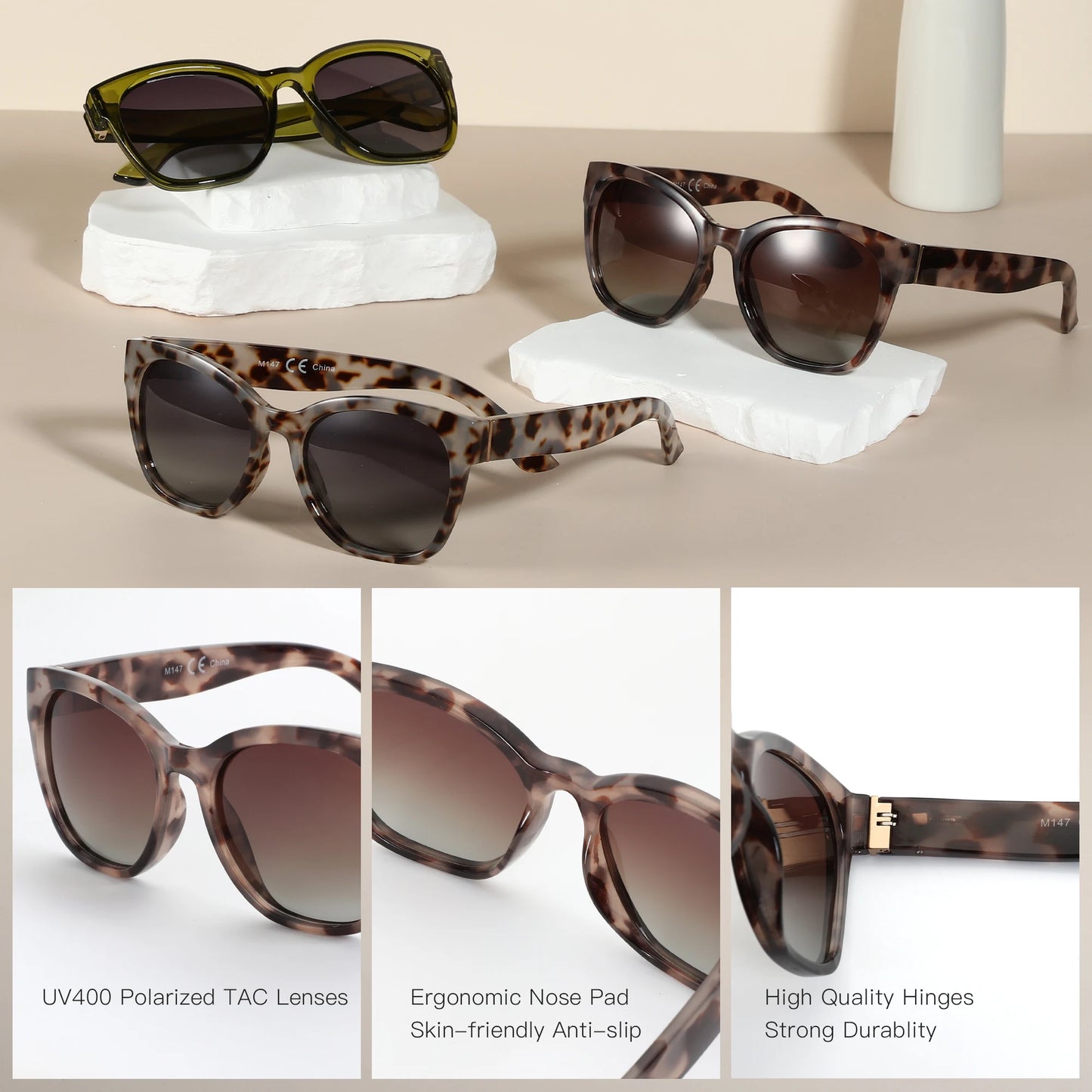 Gafas Aurora Cat Eye | Lentes Polarizados Oversize con Protección UV400 y Estilo Retro