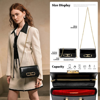 Valvet Aurelia Noir — Bolso de Cadena con Solapa Elegante