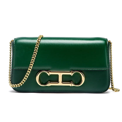 Valvet Aurelia Noir — Bolso de Cadena con Solapa Elegante