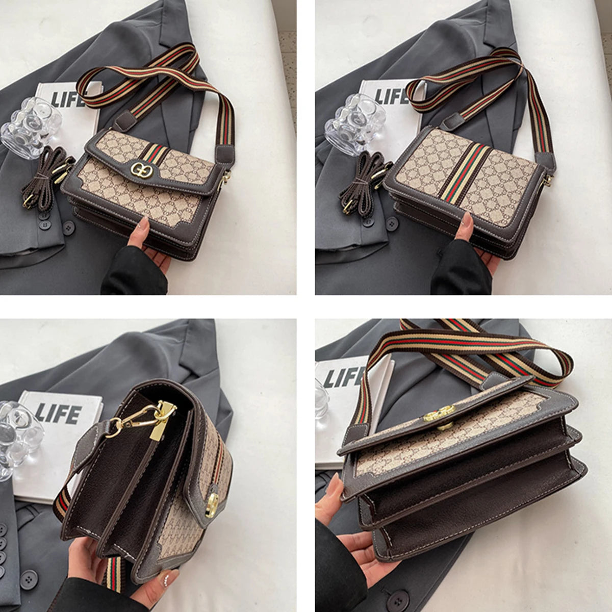 Bolso Milano Geo | Bandolera de Solapa con Estampado Geométrico y Diseño Ligero