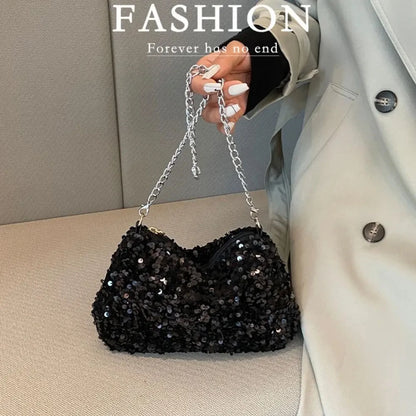 Bolso Noirelle | Acabado en Lentejuelas con Diseño Cuadrado Minimalista