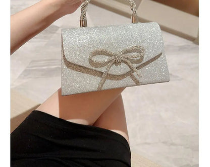 Bolso Bellavie | Lazo de Pedrería con Acabado Glitter Elegante