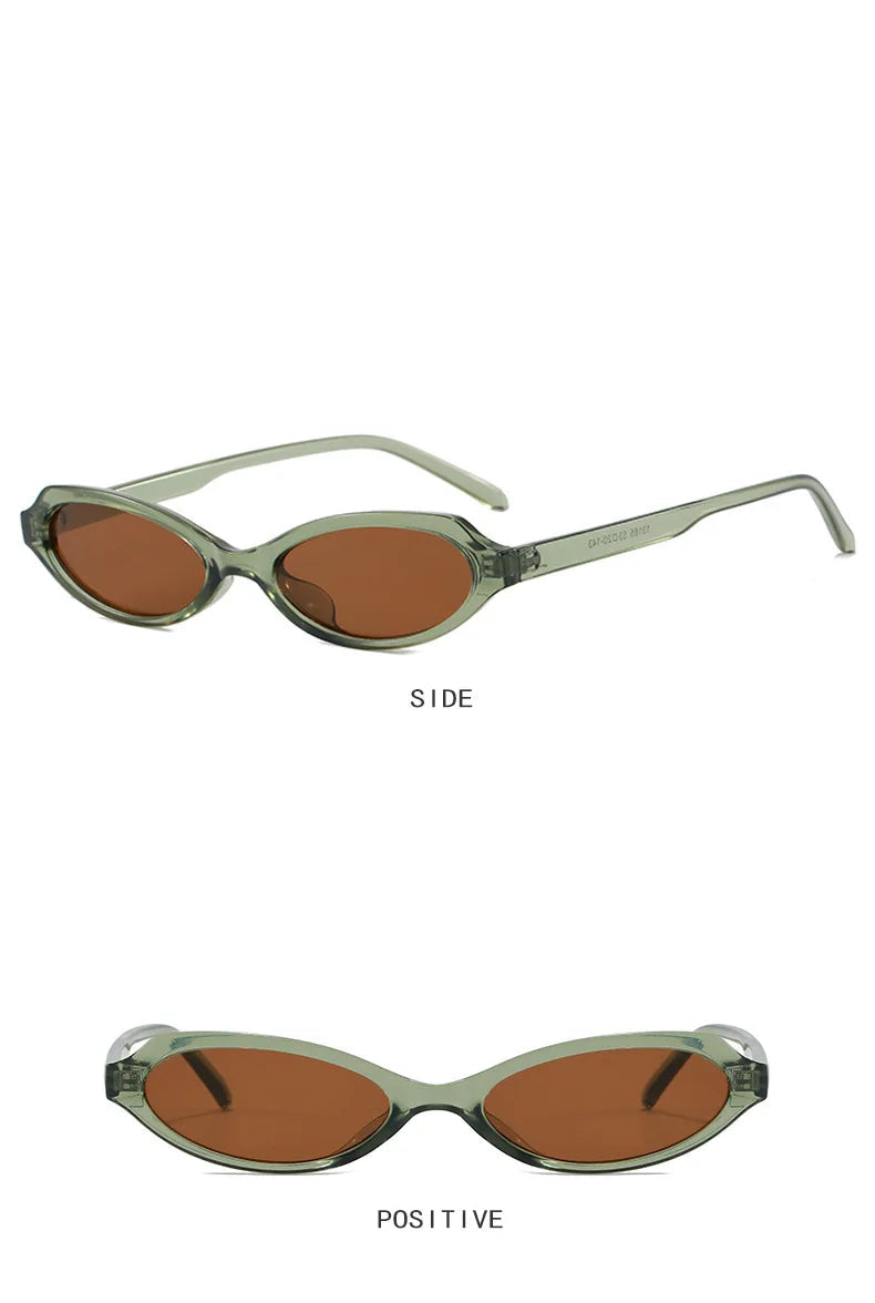 Gafas de Sol Ovaladas Cat Eye para Mujer y Hombre | Protección UV400 | Diseño Vintage Punk | Lentes Verdes