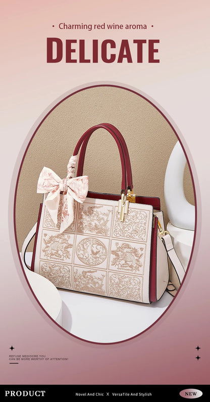 Bolso Xiélia | Cuero Genuino con Bordado Clásico Inspiración Oriental