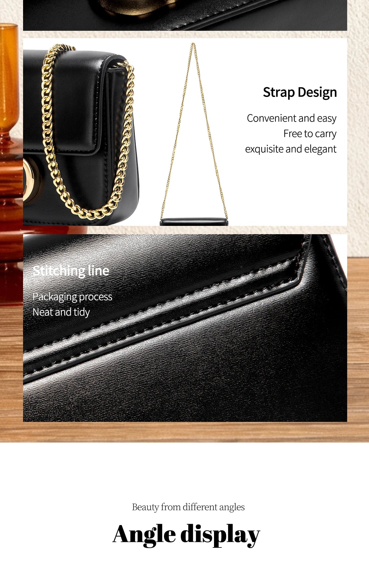 Valvet Aurelia Noir — Bolso de Cadena con Solapa Elegante