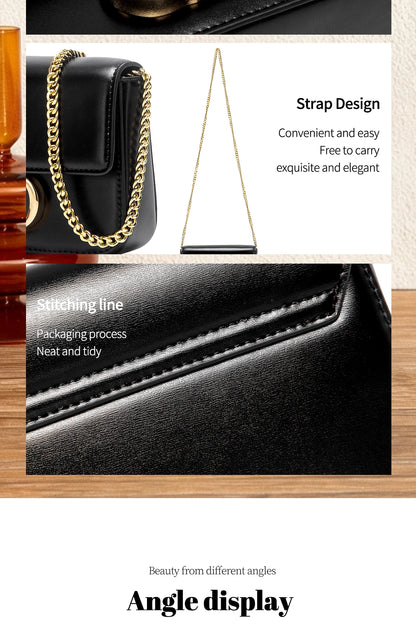 Valvet Aurelia Noir — Bolso de Cadena con Solapa Elegante
