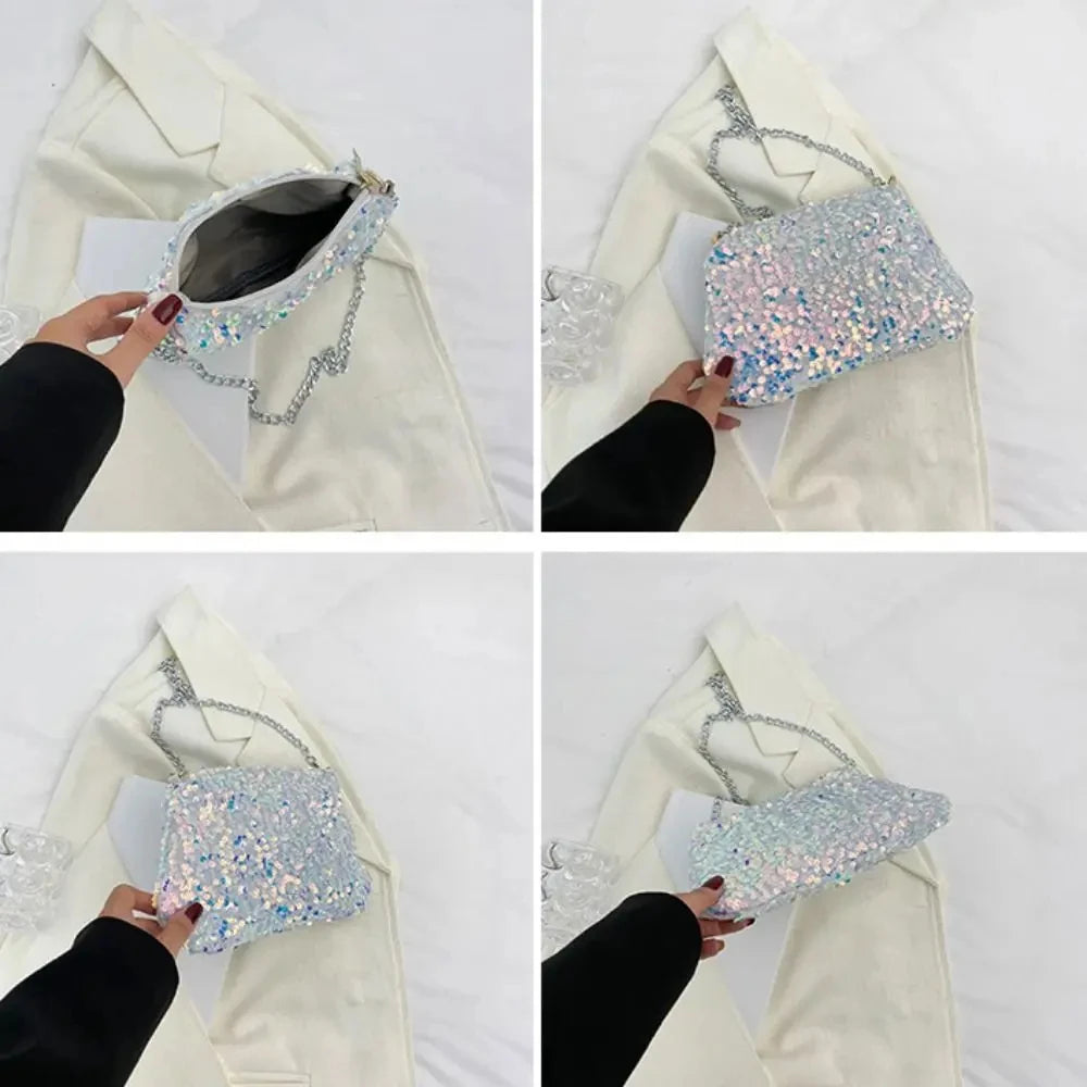 Bolso Noirelle | Acabado en Lentejuelas con Diseño Cuadrado Minimalista
