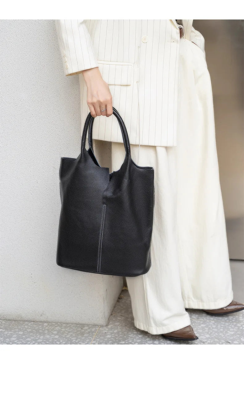 Bolso Miranda | Cuero vacuno suave con gran capacidad y diseño tipo bucket para el uso diario.