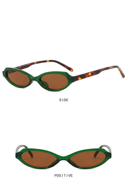 Gafas de Sol Ovaladas Cat Eye para Mujer y Hombre | Protección UV400 | Diseño Vintage Punk | Lentes Verdes