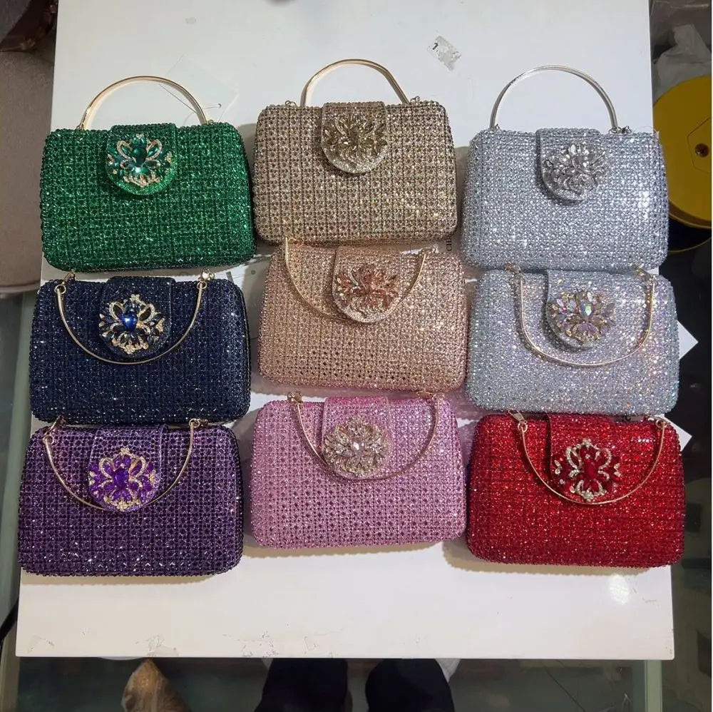 Bolso Diamante Royale | Clutch de Cristales Brillantes con Acabado Metálico de Lujo