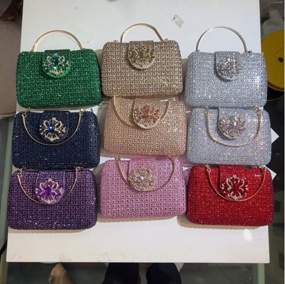Bolso Diamante Royale | Clutch de Cristales Brillantes con Acabado Metálico de Lujo