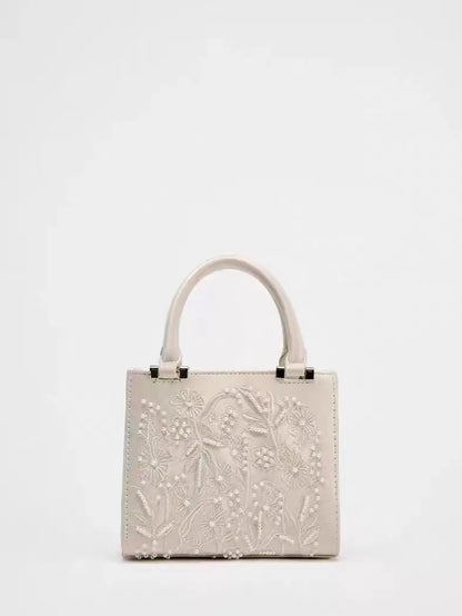 Bolsa Aurora Pérola | Bordado Delicado em Pérolas com Acabamento em Seda e Design Elegante para Festas
