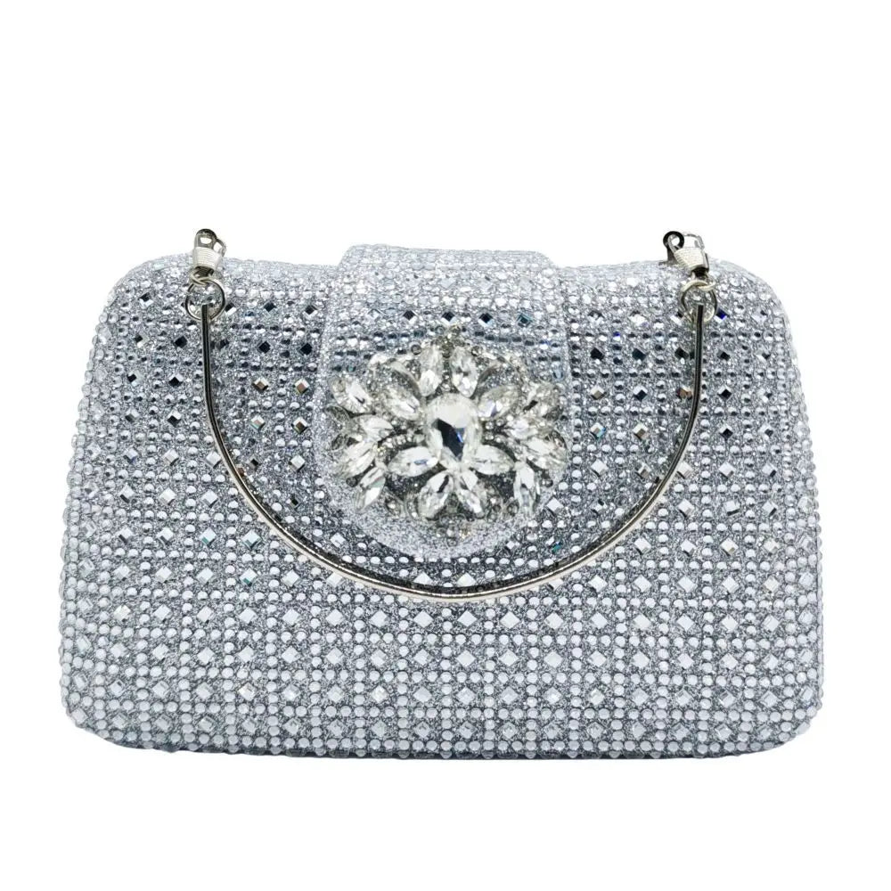 Bolso Diamante Royale | Clutch de Cristales Brillantes con Acabado Metálico de Lujo