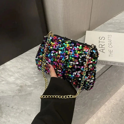 Bolso Noirelle | Acabado en Lentejuelas con Diseño Cuadrado Minimalista