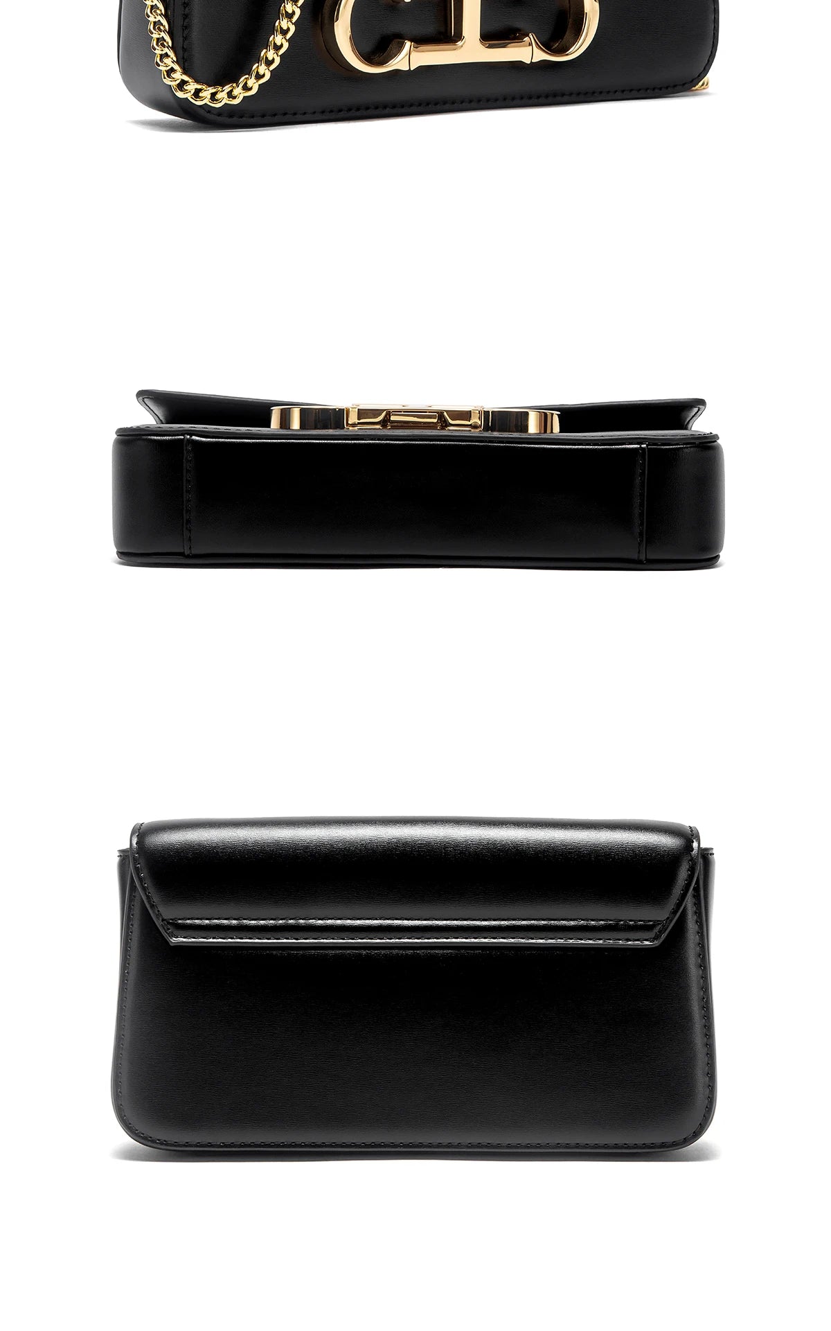 Valvet Aurelia Noir — Bolso de Cadena con Solapa Elegante