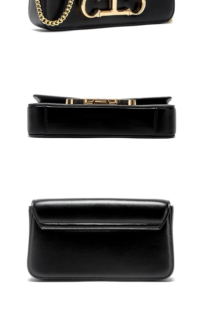 Valvet Aurelia Noir — Bolso de Cadena con Solapa Elegante
